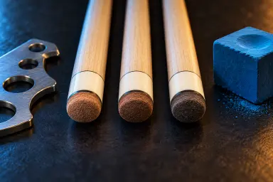 AI illustration of three unbranded cue tips presented for comparison