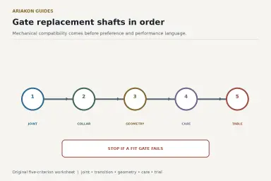 A five-criterion replacement shaft worksheet for joint, collar, geometry, care and table trial