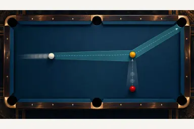 Top-down illustration of a cue ball entering a broad position zone along the line of the next shot