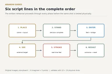 Complete six-phase imagery storyboard connecting Place, Stand, Enter, See, Stroke and Result in order