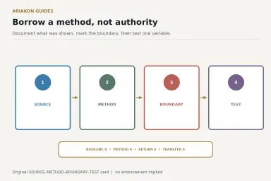 A four-step evidence card moving from source to documented method, boundary and personal table test
