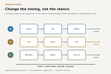 Pool eye-pattern timeline comparing cue-ball checks, object-ball checks and the final quiet look while stance remains fixed